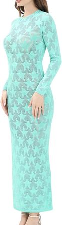 Akep Aqua Viscose Polyamide Perforated Silhouette Dress