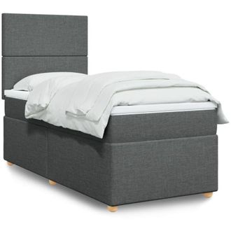 vidaXL Vidaxl - Cama Box Spring Con Colch&oacute;n Tela Gris Oscuro 90x200 Cm