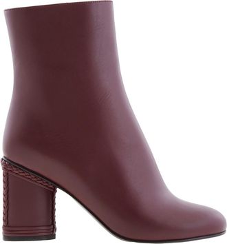 Ferragamo Leather Ankle Boots with Block Heel, Size 7 D