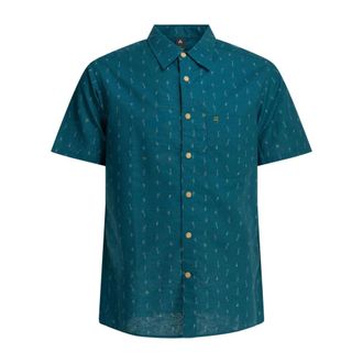 Montbell Heren overhemd met korte mouwen en all-over print - Heren - Korte mouwen Overhemden - Blauw - L - Overhemden
