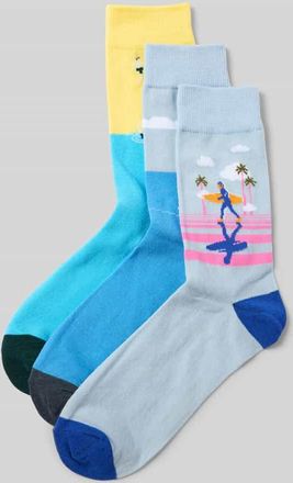 Jack & Jones Jack & Jones Socken mit Label-Detail Modell BEACH LANDSCAPE im 3er-Pack in Hellblau, Größe 1