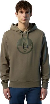 North Sails Biologische katoenen hoodie met groot logo - Heren - Hoodies - Groen - XL - Katoen - Hoodies & sweatvesten