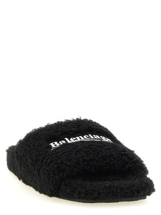 Balenciaga Plush-Effect Sandals - Black