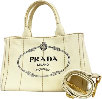 Prada Ivory Canvas Tote Bag (Pre-Owned)