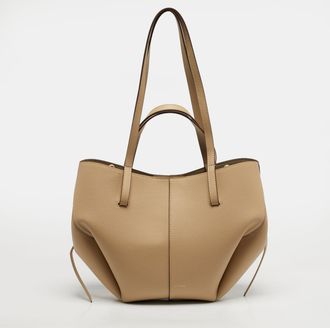 Pol&egrave;ne Cyme Mini Beige Leather Tote