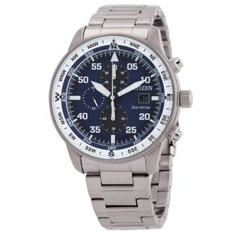 Citizen Aviator Eco-Drive Chronograph Blue Dial Mens Watch CA0880-58L