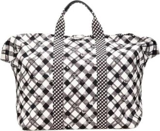 Chanel Pre-owned Gingham Canvas Tote - Dames - Vintage Weekendtas - Wit - ONE Size - Leer - Vintage
