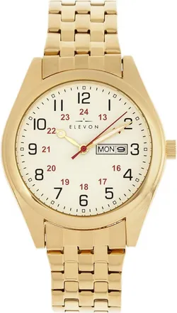Elevon Watches Gann Bracelet Watch w/Day/Date in Gold/white at Nordstrom