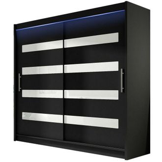 Mirjan24 Mobilier1 - Armario Closico 156, Negro + Blanco Brillante, 215x180x58cm, Puertas De Armario: Correderas, N&uacute;mero De Estantes: 0, Led