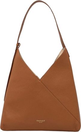 Twinset Shoulder Bags, female, Brown, Size: ONE SIZE Brown Leather Handbag with Magnetic Closure