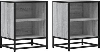 vidaXL Vidaxl - Mesitas noche 2 uds madera ingeniería gris sonoma 40x31x50 cm