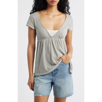 BDG Tina Layered Cotton Babydoll Top in Grey at Nordstrom, Size X-Small