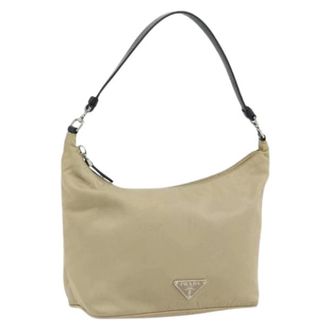Prada Pre-owned Shoulder Bags, female, Beige, Size: ONE SIZE Pre-owned Vintage Nylon Shoulder Bag