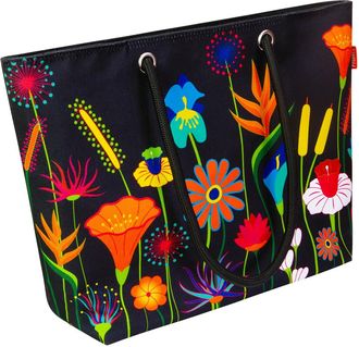 Pylones Shopping bag - My Daily Bag - Jardin Fleuri, Black, large