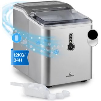 Klarstein Klarstein Chillout, Macchina del Ghiaccio, Cubetti a Pallottola, 12kg/24h, Serbatoio: 1,5 L, argento
