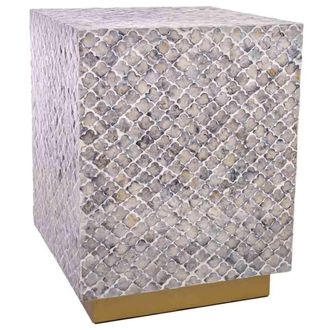 Wanderlust Deco Taburete de madera y capiz gris 35x35x45h cm