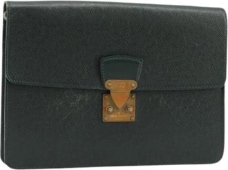 Louis Vuitton Pre-owned Vintage Clutch Bag - Dames - Vintage Clutch - Groen - ONE Size - Leer - Vintage