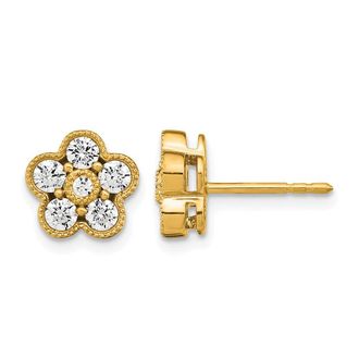 Diamond2Deal 14k Gold 3/4 ct Lab Grown Diamond Floral Stud Earrings VS Clarity, D-E Color