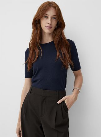 Contemporaine Womens Short-sleeve fine-knit sweater
