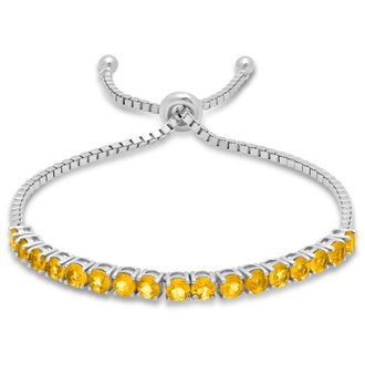 MAX + STONE Sterling Silver Round 4mm Gemstone Bolo Bracelet