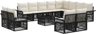vidaXL Conjunto De Sof&aacute;s De Jard&iacute;n 13 Uds. Negro Y Blanco Crema Vidaxl