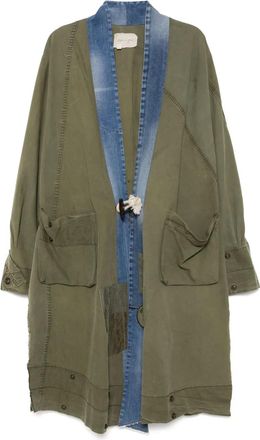 Greg Lauren Cappotto con inserti a contrasto - Verde