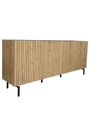 Xora Sideboard, Schwarz, Eichefarben, Metall, Holzwerkstoff, 4 F&auml;cher, 181x75x40 cm, Typenauswahl, Beim&ouml;bel erh&auml;ltlich, stehend, Kleinm&ouml;bel, Kommoden, Side