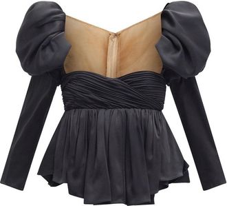 Khaite Black Kim Puff Sleeve Top Size XS