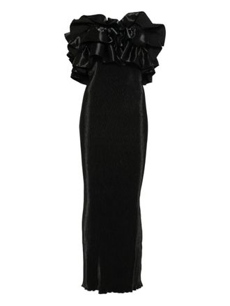 L&rsquo;Id&eacute;e Paris ruffled-tube midi dress - Black