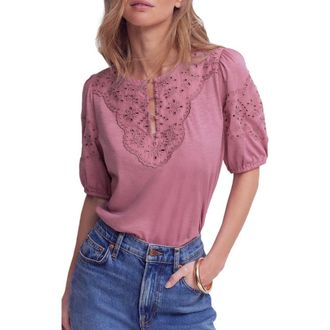 Boden Ada Eyelet Embroidery Knit Top in Lilas at Nordstrom, Size 4