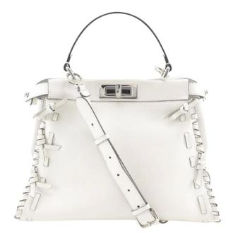 Fendi Pre-owned Peekaboo Leren Handtas - Dames - Pre-owned - Wit - Maat: ONE Size Leer