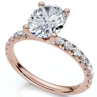 Pompeii3 1 1/2Ct Oval Diamond Engagement Ring 14k White Yellow or Rose Gold Lab Grown