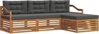 vidaXL Conjunto De Sof&aacute;s De Exterior 4 Uds. Natural Y Antracita Vidaxl