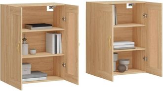 Berkfield Home Wall Mounted Cabinets 2 pcs Sonoma Oak Engineered Wood in Light Tan