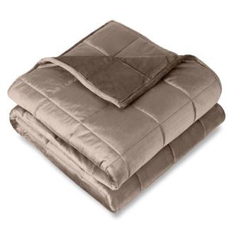 Bare Home Minky Fleece Weighted Blanket in Taupe at Nordstrom, Size 10 Lb