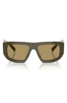 Prada 53mm Irregular Shield Sunglasses in Laurel /Green Olive at Nordstrom