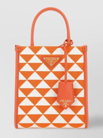 Prada symbole micro embroidered fabric tote bag