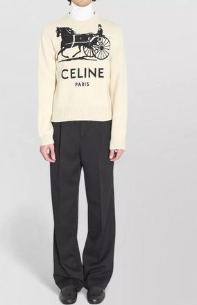 Celine cashmere logo-print ribbed crew-neck sweater
