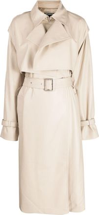 Boyarovskaya layered belted trench coat - women - Polyurethane/Rayon/Polyester - M - Brown