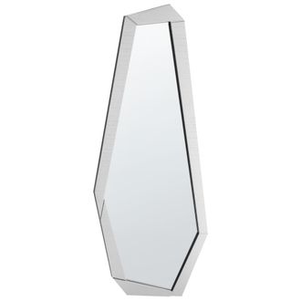 Beliani Beliani - Espejo De Pared Irregular Con Marco De Madera Moderno Plateado 44 X 104 Cm Chanu