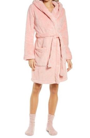 UGG Aarti Faux Shearling Hooded Robe in Soft Kiss at Nordstrom Rack, Size Small