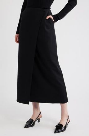 Nordstrom Wrap Midi Skirt in Black at Nordstrom Rack, Size Xx-Large