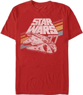 Star Wars Mens Star Wars Retro 77 Millennium Falcon Stripes Graphic Tee in Red at Nordstrom, Size Xxx-Large