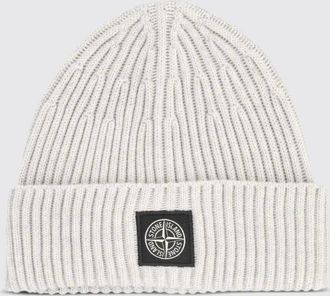 Stone Island Berretto beanie in lana vergine RWS a coste con patch logo Compass