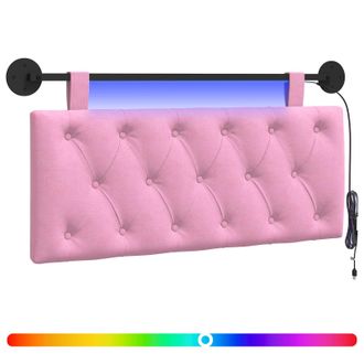 vidaXL Cabecero Colgante Con Luz Led Rosa Tela Vidaxl