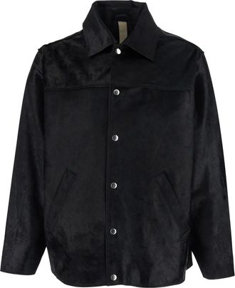 Sunflower button-fastening leather jacket - Zwart