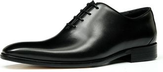 Generic Mens Low Block Heel Formal Shoes Pointed Toe Business Oxfords Lace Up Wedding Dress Shoes,Black,5.5 UK