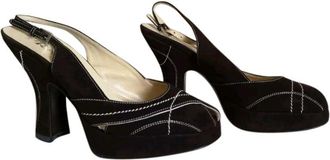 Prada Suede Peep Toe Sandals Size 36