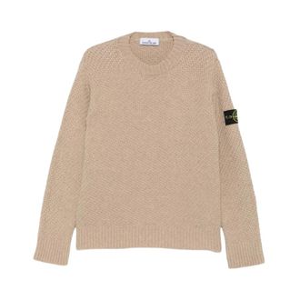 Stone Island Wafel gebreide ronde hals - Heren - Truien - Beige - Maat: M