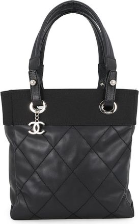 Chanel Matelasse Black Pvc Leather Handbag Tote Bag (Pre-Owned)